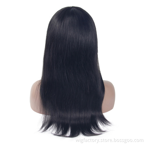 Brazilian straight lace front wig 100% human hair,human hair wig with bang,straight wig human hair Pre Plucked